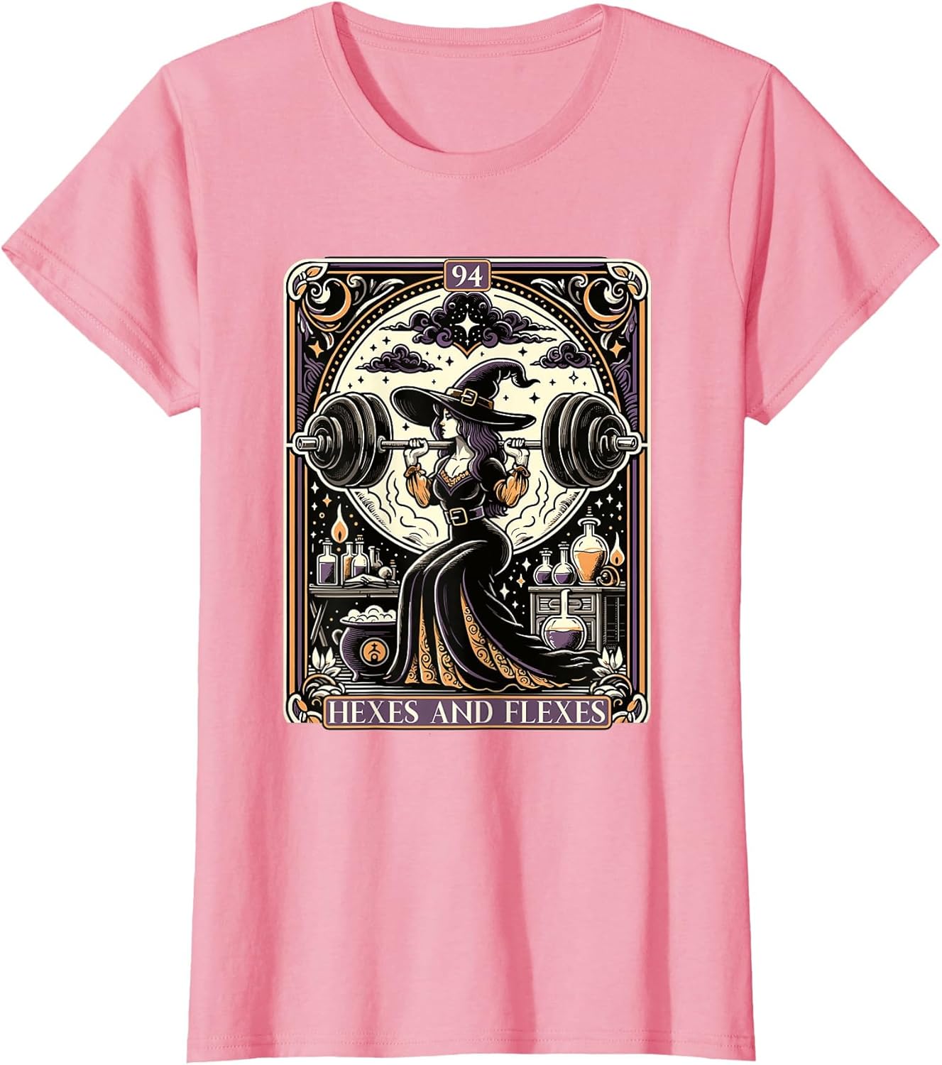 Witch Workout Fitness Deadlifting Hexes Flexes Tarot Card