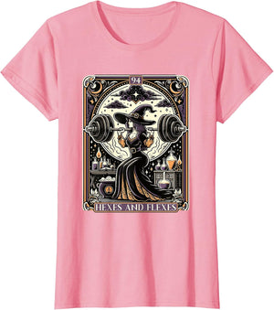 Witch Workout Fitness Deadlifting Hexes Flexes Tarot Card