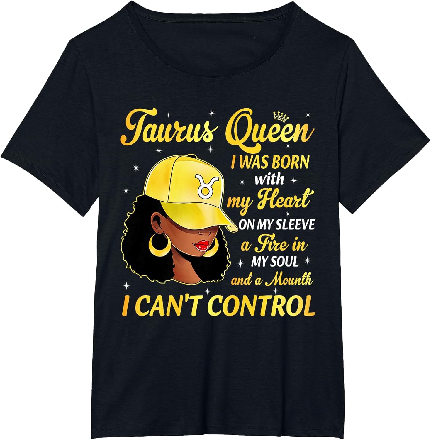 Taurus Queen Black Woman with Cap Hat Afro Girl Zodiac