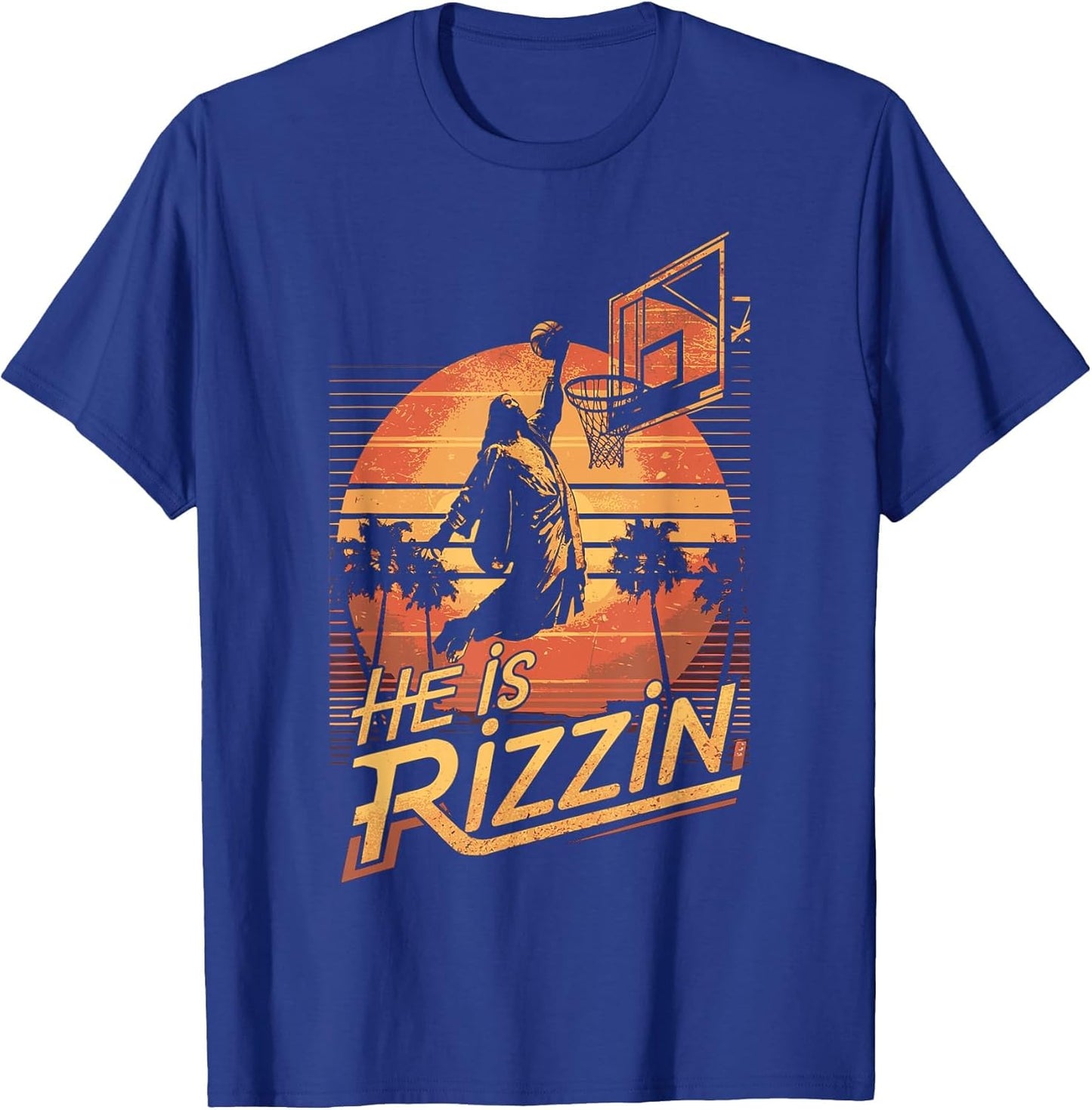 He is Rizzin Jesus Playing Basketball Funny Retro Christian