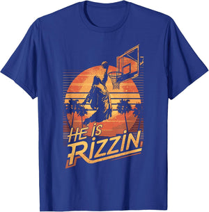 He is Rizzin Jesus Playing Basketball Funny Retro Christian