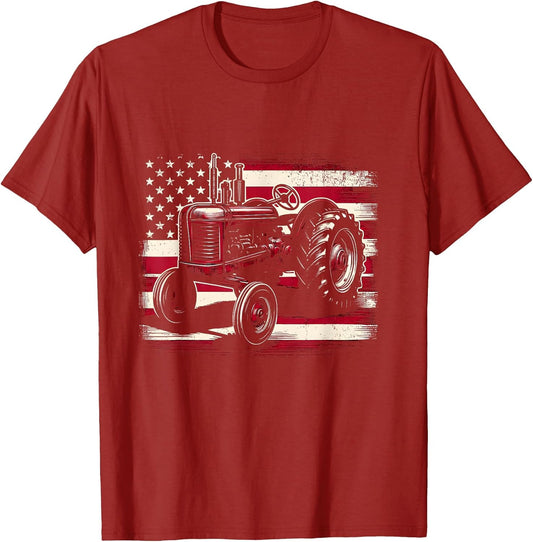 Old Farmall Cub Tractor American Flag Patriotic Farming Farm