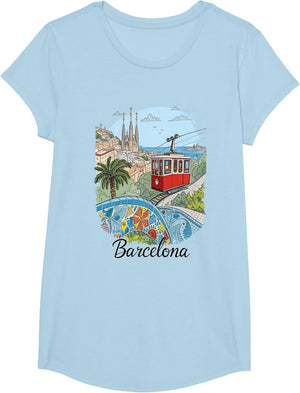 Barcelona City Spain Sagrada Familia Cable Car Art Souvenir