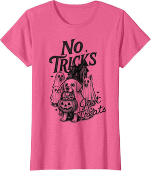 Happy Halloween No Tricks Just Treats Cute Ghost Dogs Spooky