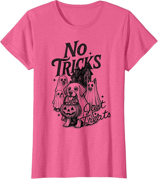 Happy Halloween No Tricks Just Treats Cute Ghost Dogs Spooky