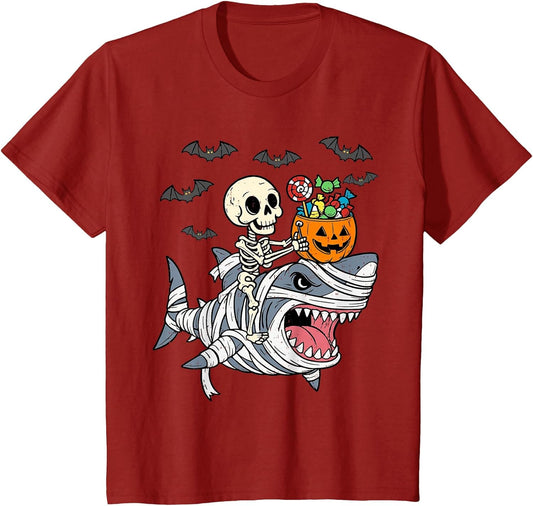 Skeleton Riding Mummy Shark Halloween Boys Toddler Kids