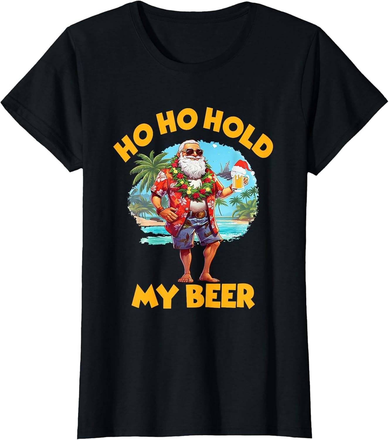 Ho Ho Hold My Beer Christmas in July Summer Santa Sunglasses