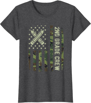 2nd Grade Crew Camo American Flag Back to School Boys