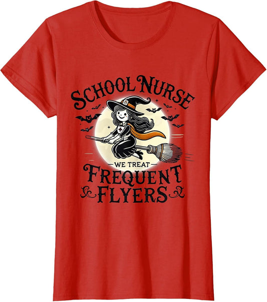 School Nurse Treat Frequent Flyer Witch Funny Halloween 2024