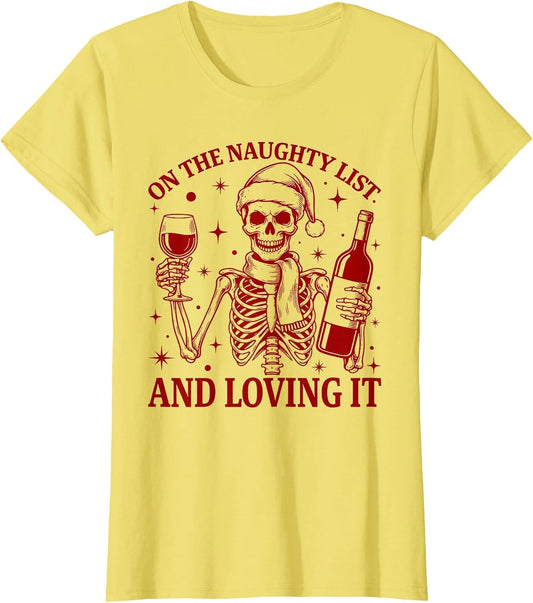 Retro On The Naughty List and Loving It Skeleton Funny Xmas