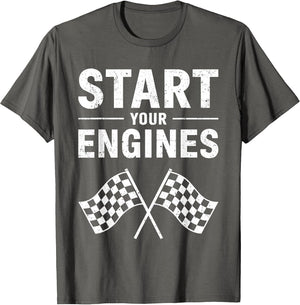 Start Your Engines Shirt Checkered Flag Men Women Racing Day