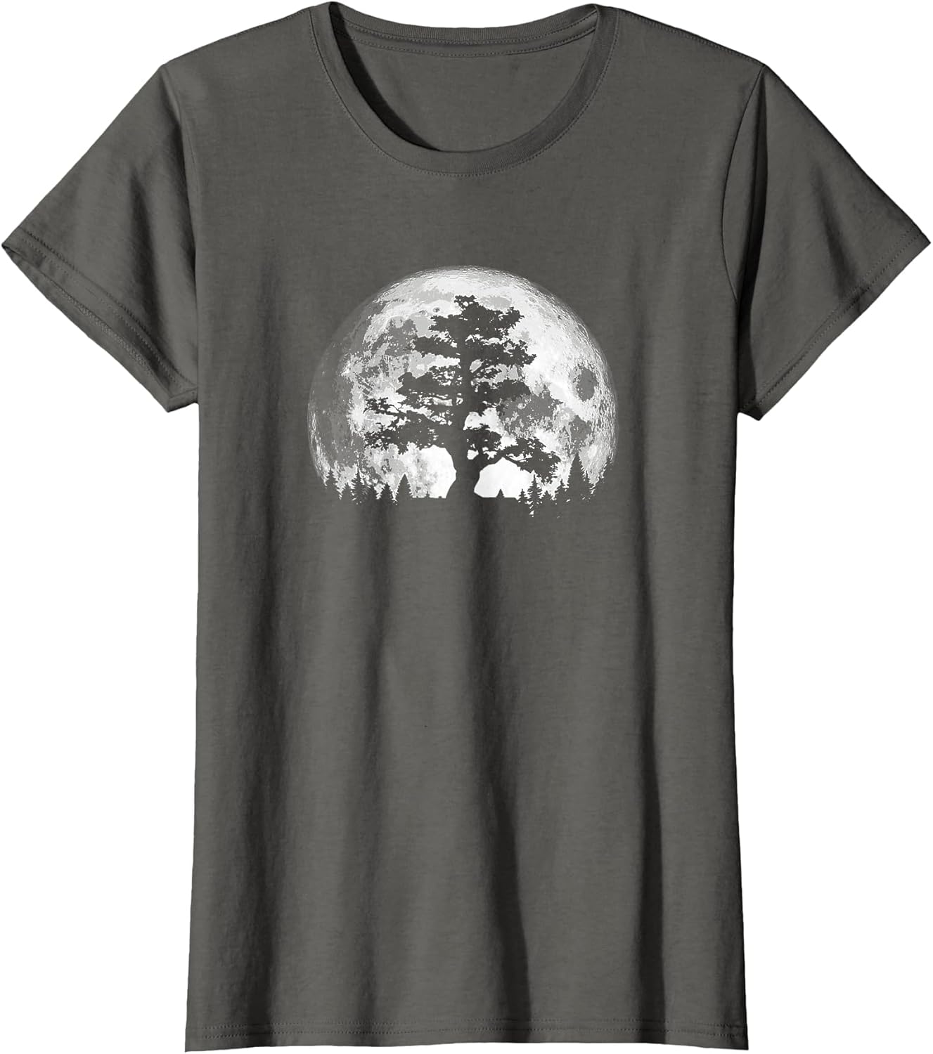 Retro Full Moon and Minimalist Pine Tree Vintage Graphic