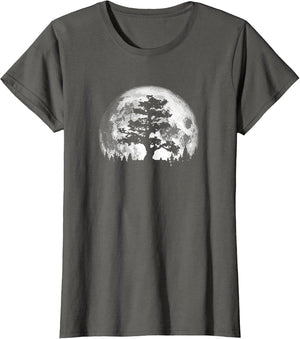 Retro Full Moon and Minimalist Pine Tree Vintage Graphic