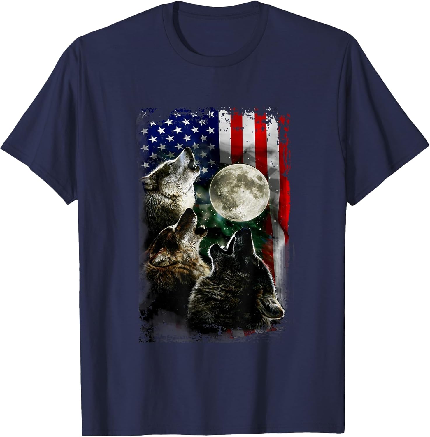 The Mountain Wolfs Lookout Flag American Wolves Moon Light