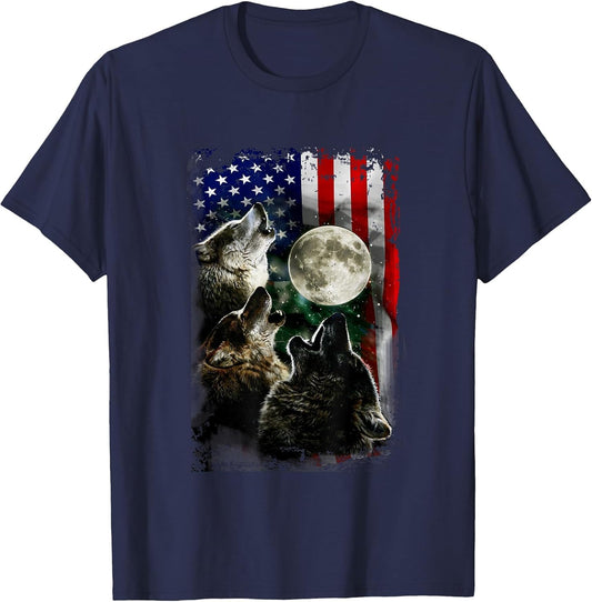 The Mountain Wolfs Lookout Flag American Wolves Moon Light
