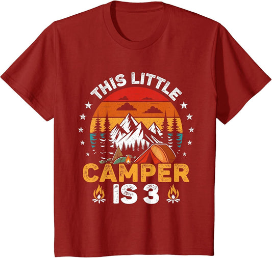 Kids This Little Camper is 3 Year Old Camping 3rd Birthday Party