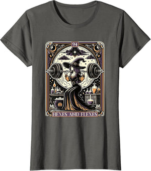 Witch Workout Fitness Deadlifting Hexes Flexes Tarot Card