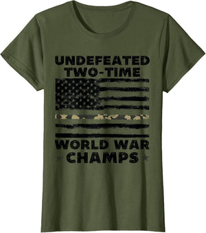 Undefeated World War Champs 4th of July American Army Flag