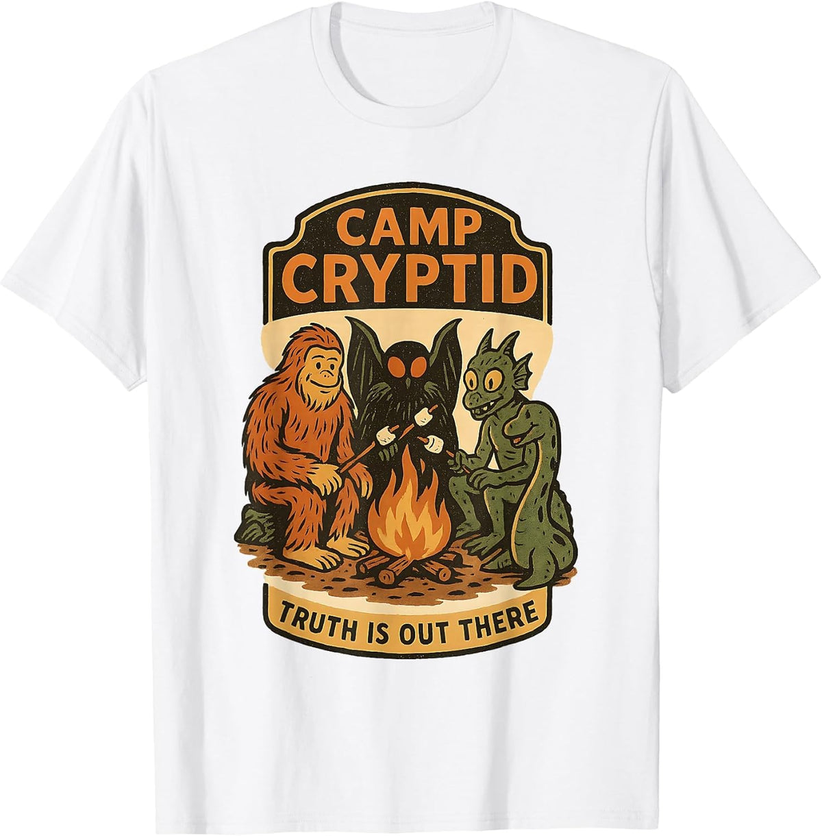 Funny Camp Cryptid Bigfoot Mothman Jackalope Retro Camping