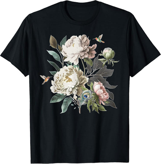 Brid Hummingbird Peony Flower Cottagecore Gardening Gothic