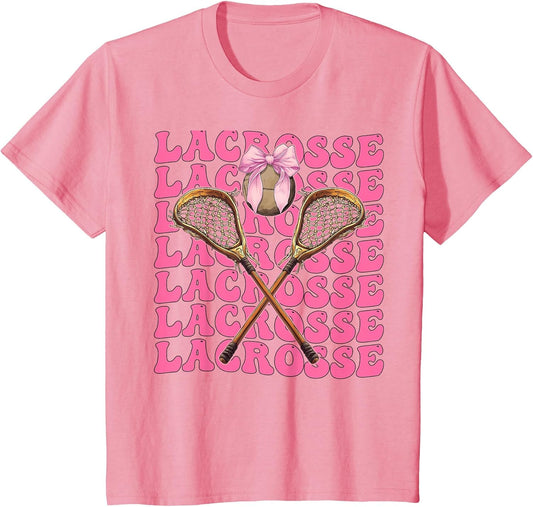Coquette Bow Lacrosse Player Lax Girl Mom Mother's Day Pink