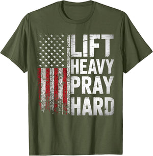 Lift Heavy Pray Hard Funny Gym Christian Lifting Men Women