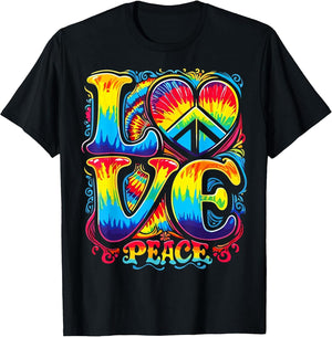 Hippie Peace Sign Tie Dye Heart Groovy
