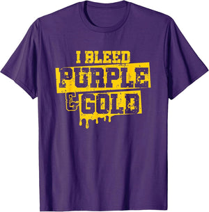 I Bleed Purple & Gold Game Day Group School Football Sports