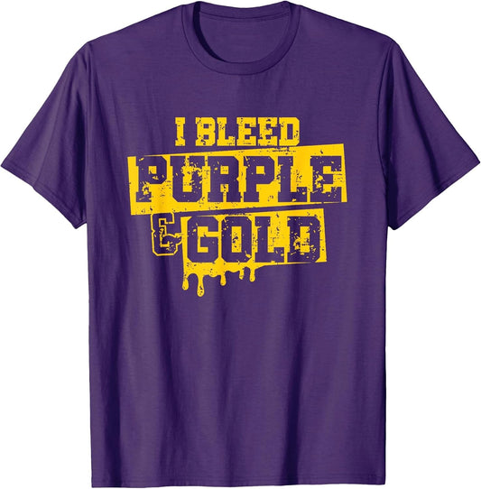 I Bleed Purple & Gold Game Day Group School Football Sports