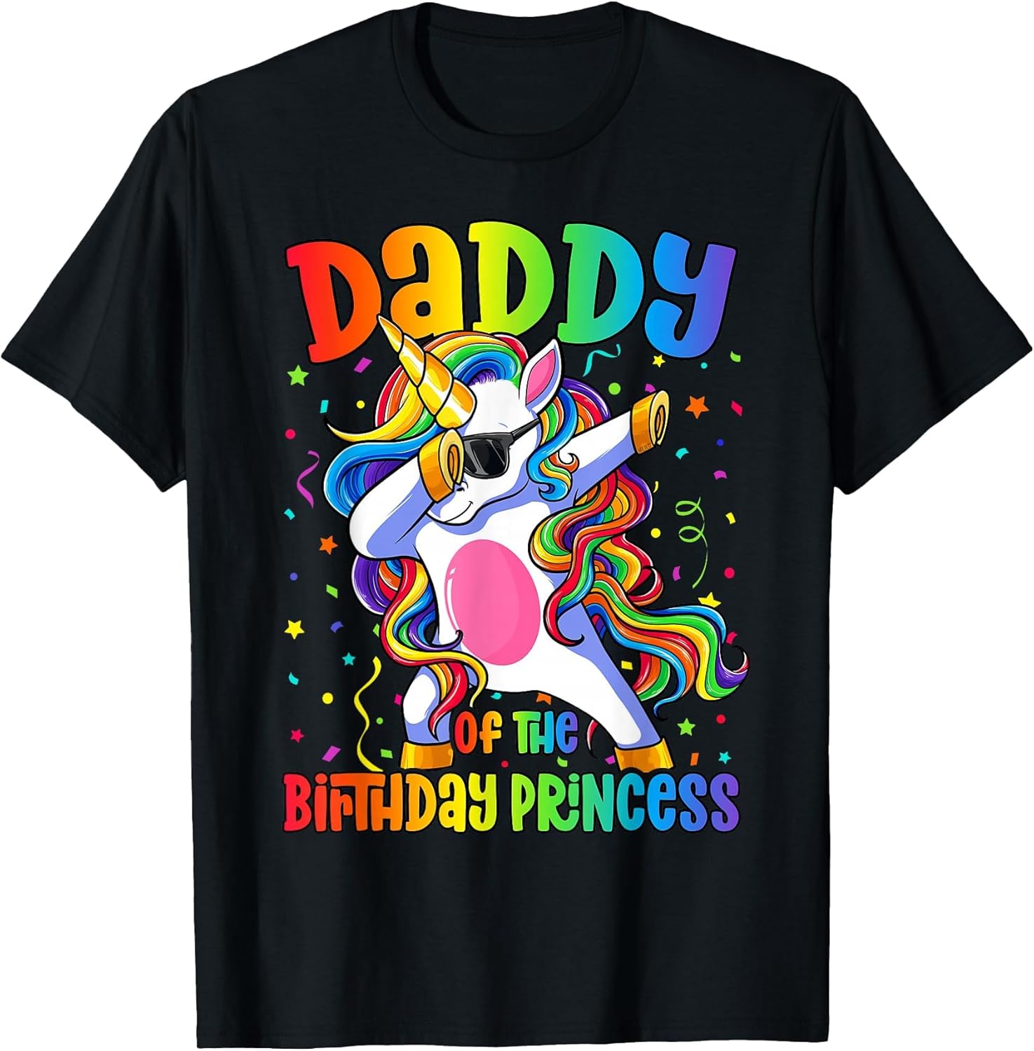 Dad of The Birthday Princess Shirt Men Dab Unicorn Dad