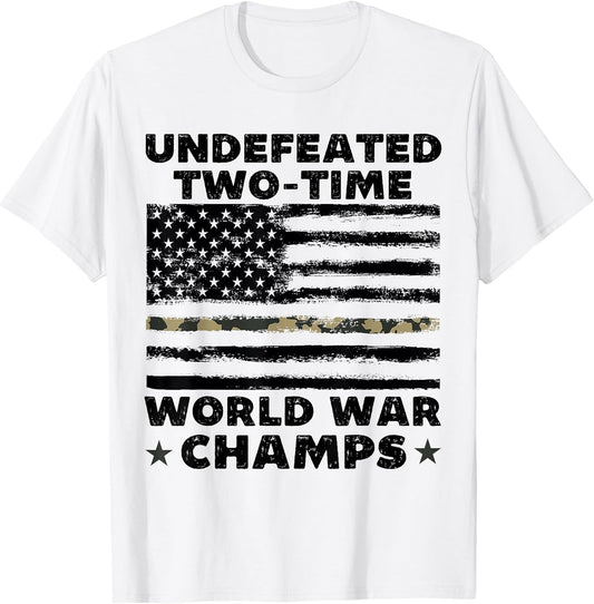 Undefeated World War Champs 4th of July American Army Flag