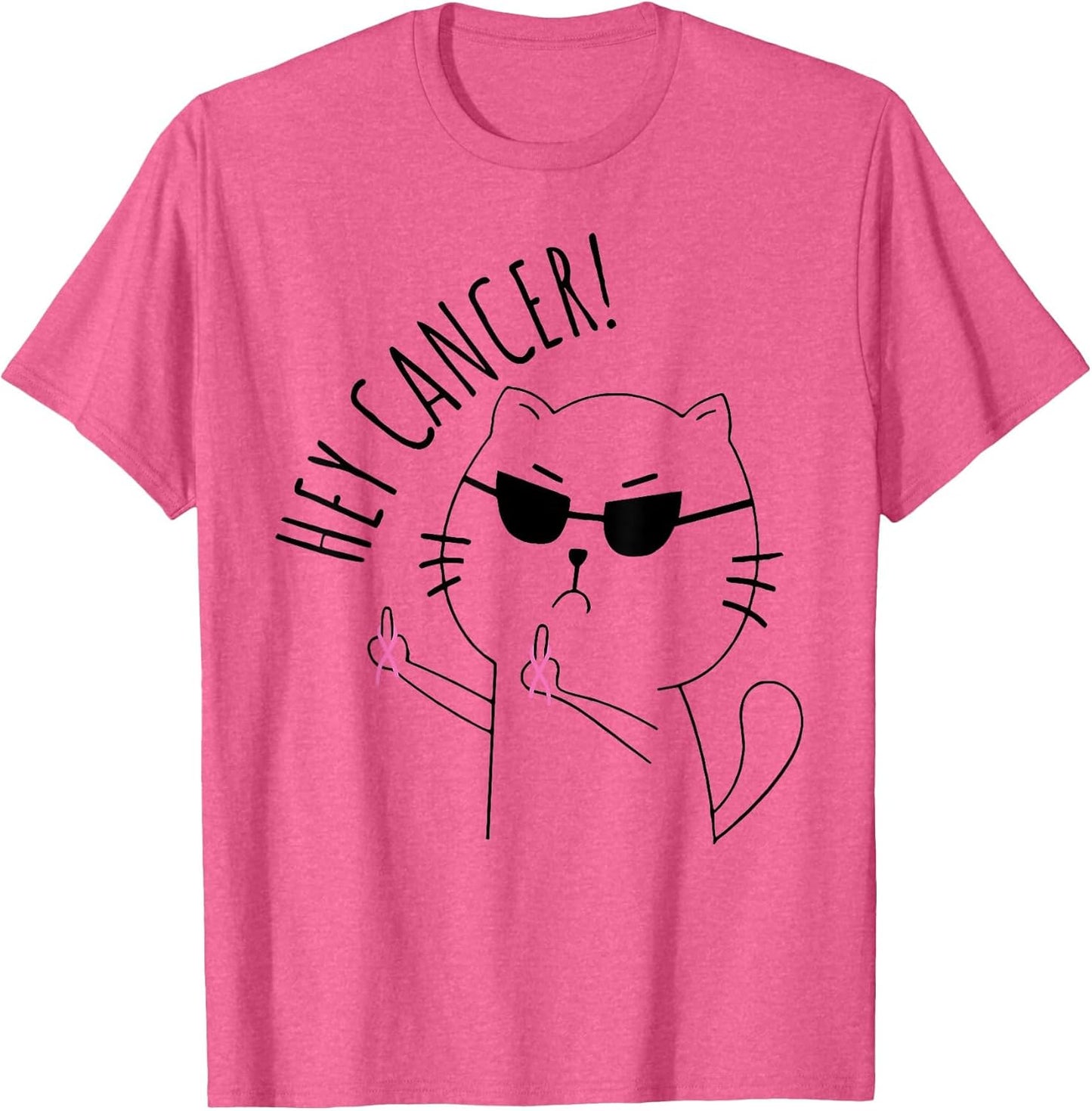 Hey Cancer Funny Cat Pink Ribbon Breast Cancer Awareness