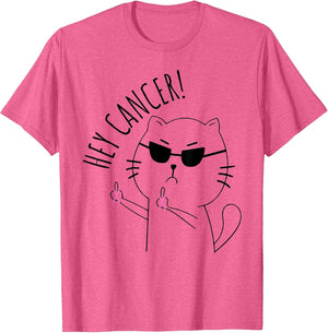 Hey Cancer Funny Cat Pink Ribbon Breast Cancer Awareness