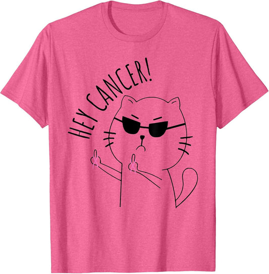 Hey Cancer Funny Cat Pink Ribbon Breast Cancer Awareness
