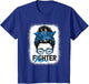 Fighter Messy bun Blue Colon Cancer Awareness Bleached