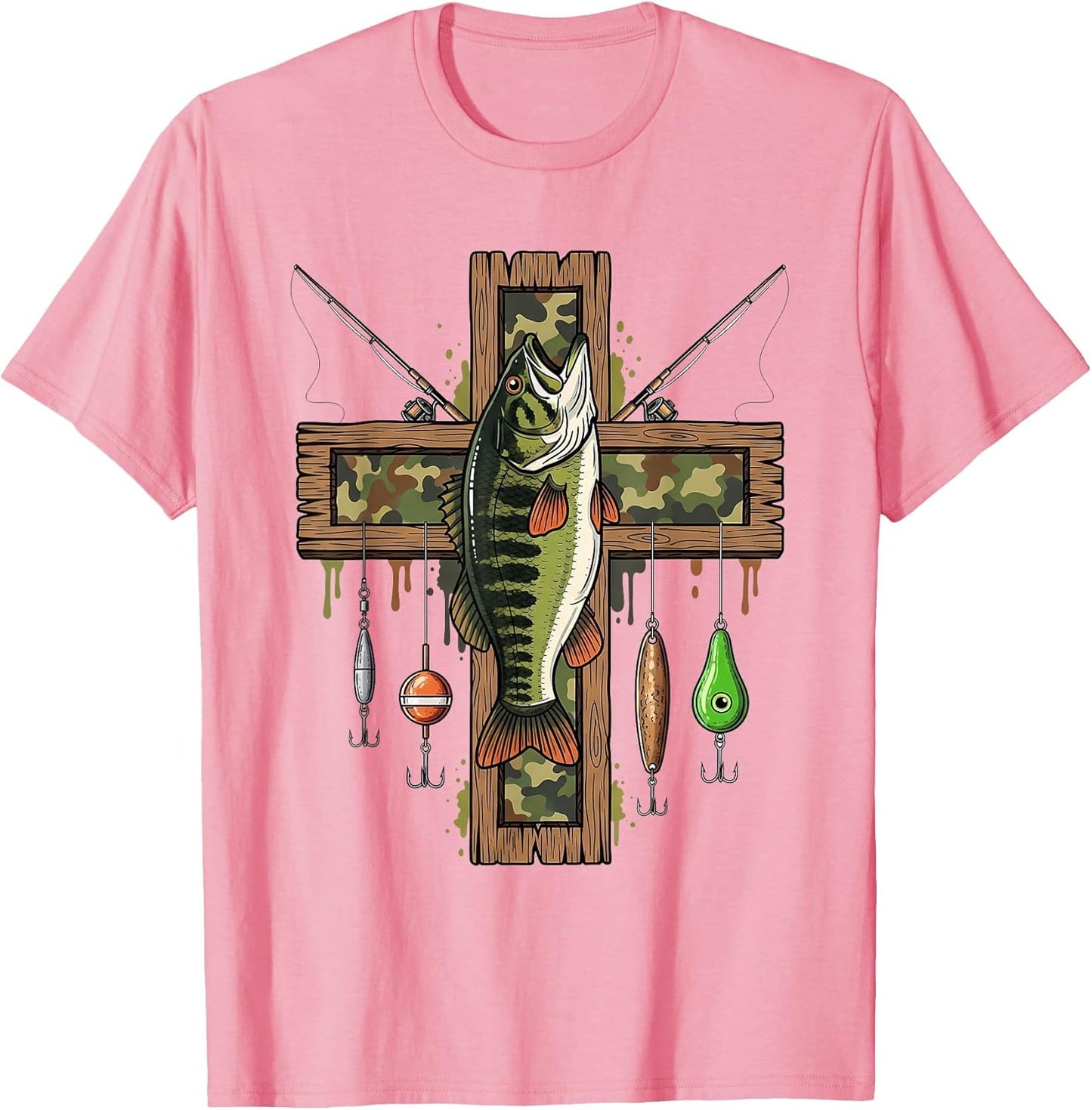 Hunting Fishing Faith Christian Camo Bass Fishing Fisherman