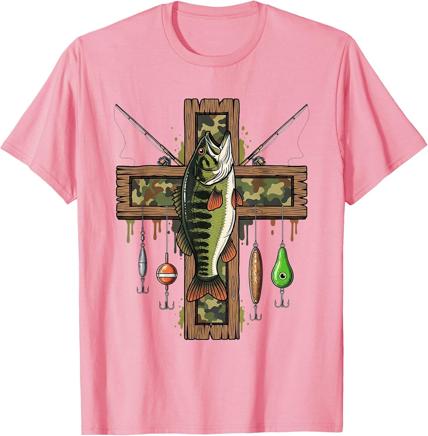 Hunting Fishing Faith Christian Camo Bass Fishing Fisherman