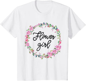 Kids Flower Girl Shirt Floral Wedding Matching Bridal Party