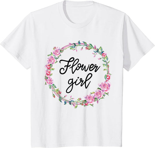 Kids Flower Girl Shirt Floral Wedding Matching Bridal Party