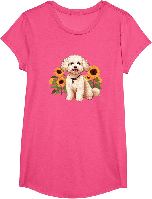 Cute Girls Funny Sunflowers Maltipoo Lover