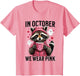 in October We Wear Pink Cute Raccoon Ghost Coffee Drink Pink