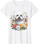 Maltese Mom Floral Dog Lover Vintage Flowers Cute