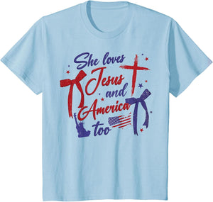 4th of July She Loves Jesus and America Too Christian Faith