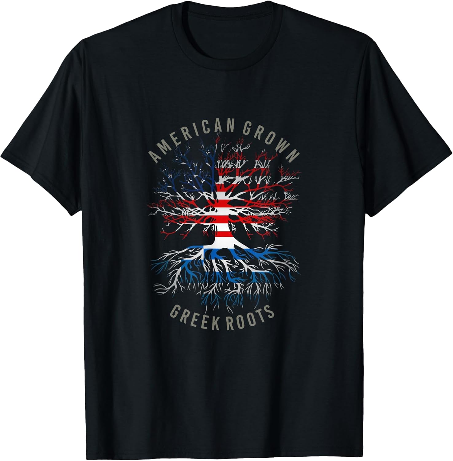 American Grown Greek Roots USA Greece Flag Heritage Tree