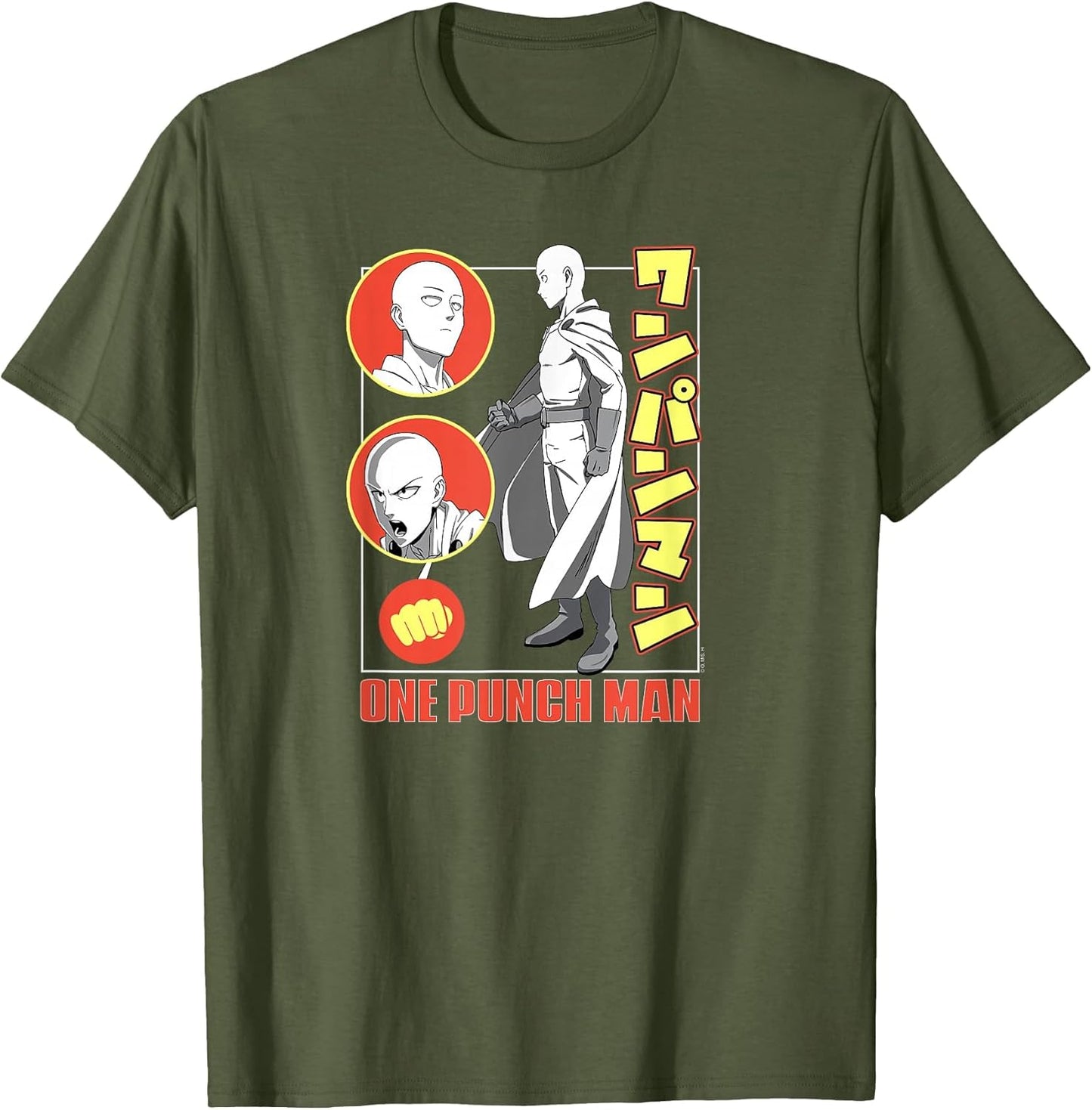 One Punch Man Red and Yellow Collage Superhero Anime