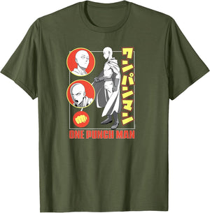 One Punch Man Red and Yellow Collage Superhero Anime