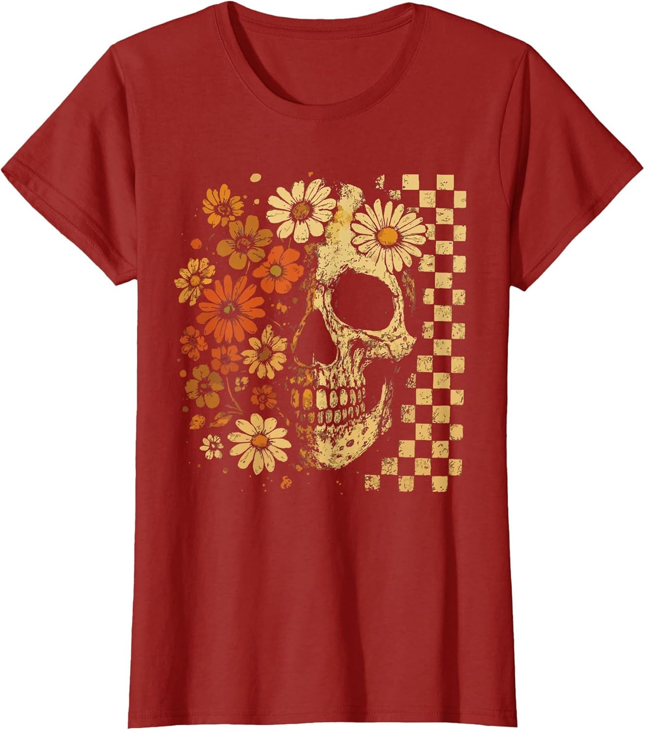 Floral Skull Grunge Retro Aesthetic Design