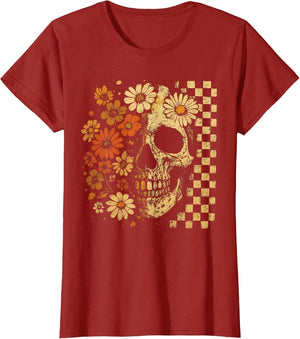 Floral Skull Grunge Retro Aesthetic Design