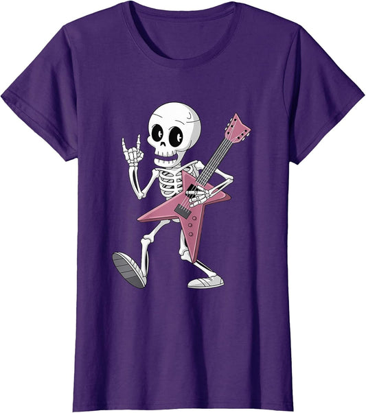 Skeleton Skull Guitar Rock On Heavy Devil Horns Music