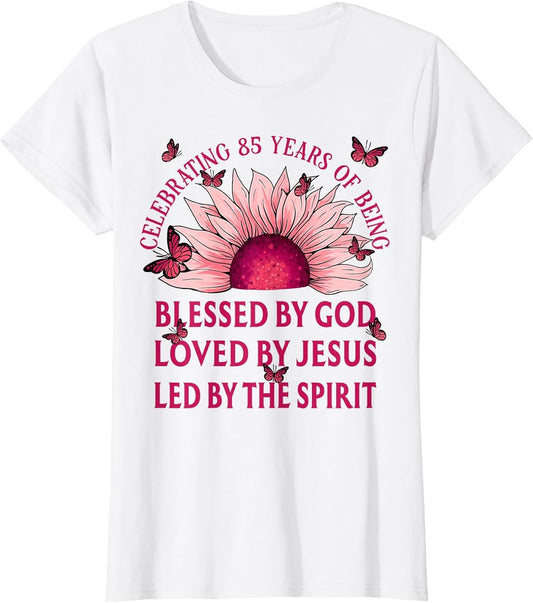 Blessed by God for 85 Years Pink Sunflower Birthday